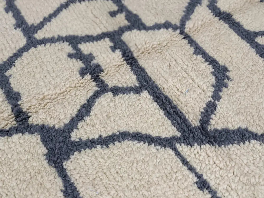 Beige Navy Wool Rug