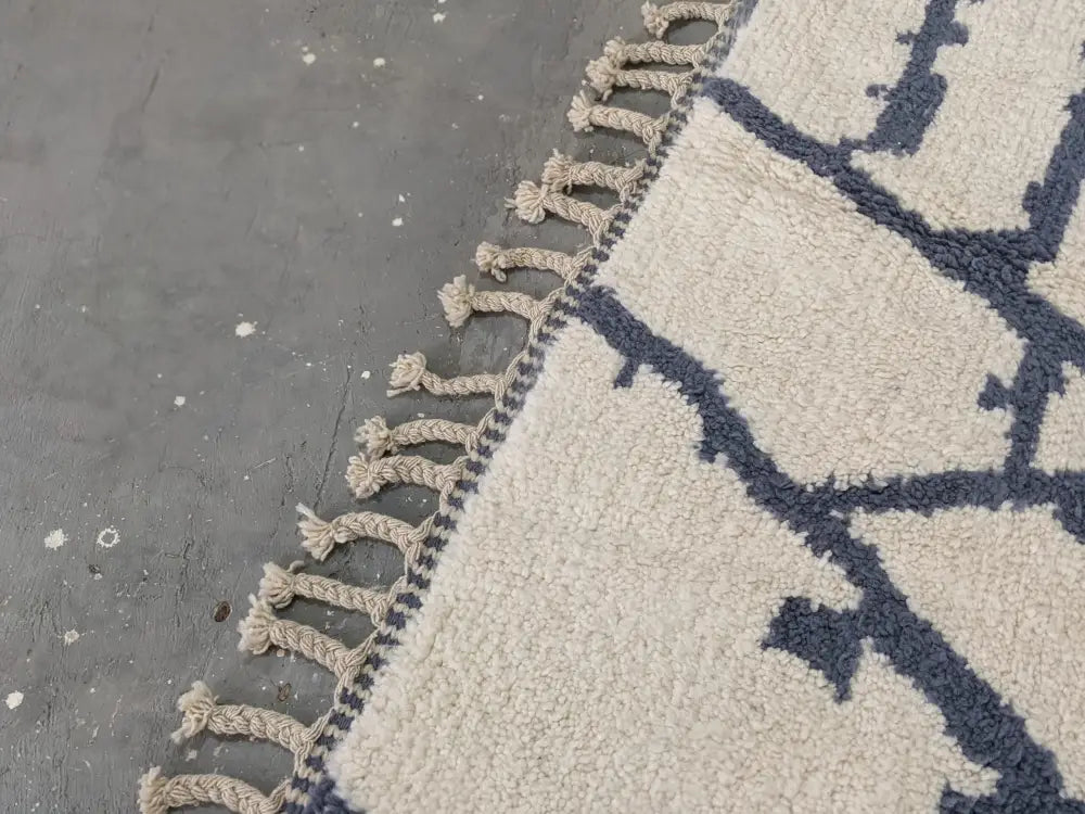 Beige Navy Wool Rug