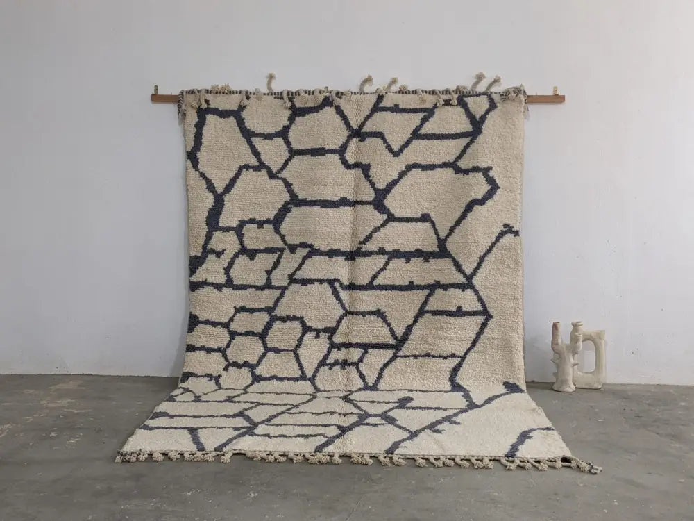Beige Navy Wool Rug