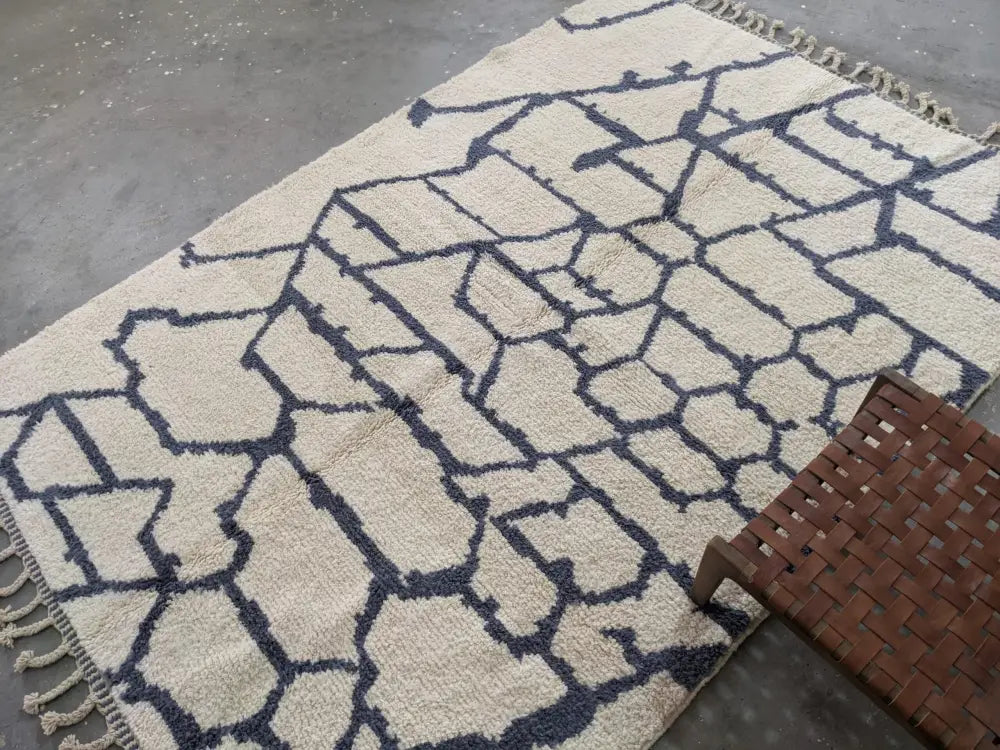 Beige Navy Wool Rug