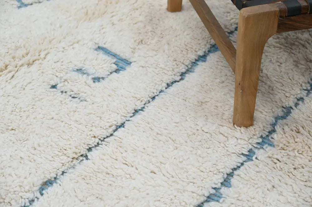 Cream Blue Moroccan Rug for Bedrooms