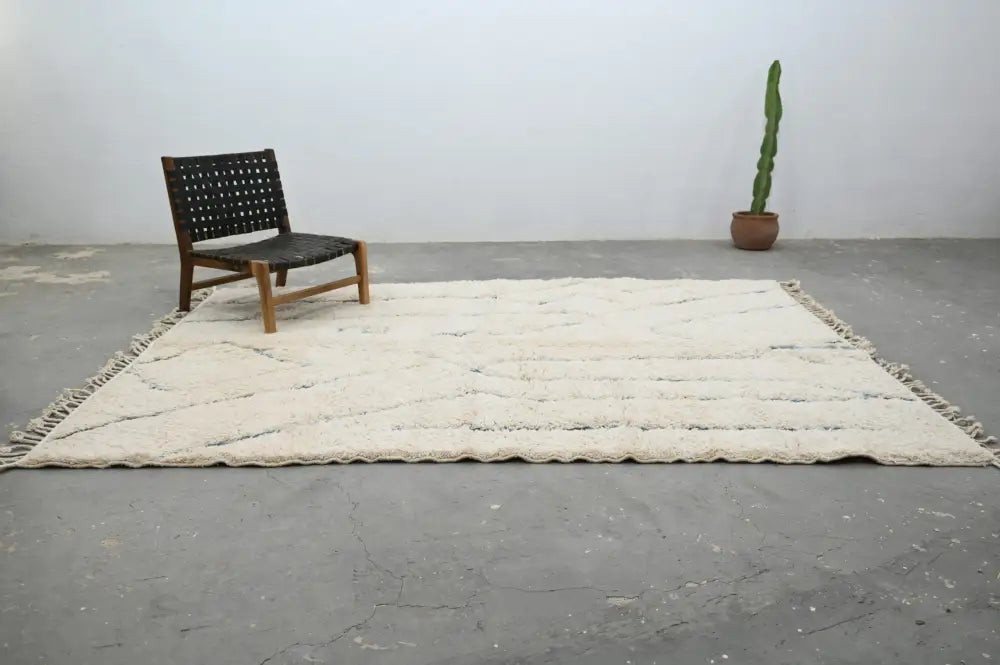 Cream Blue Moroccan Rug for Bedrooms
