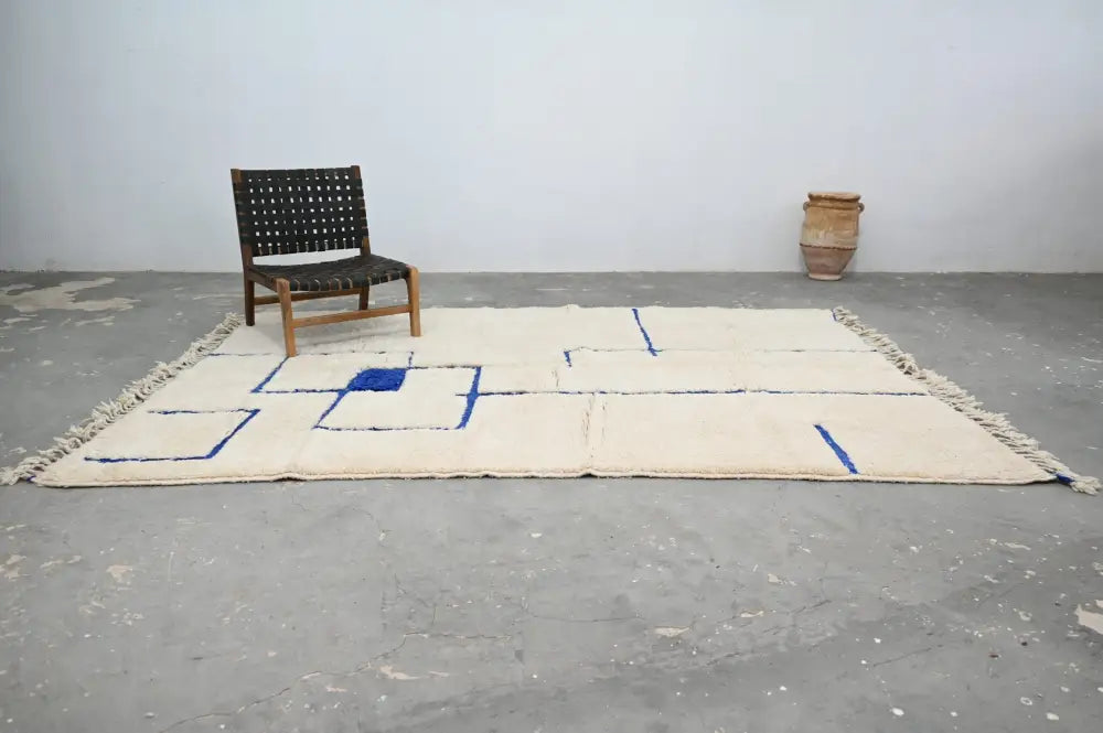 Beige Blue Geometric Rug