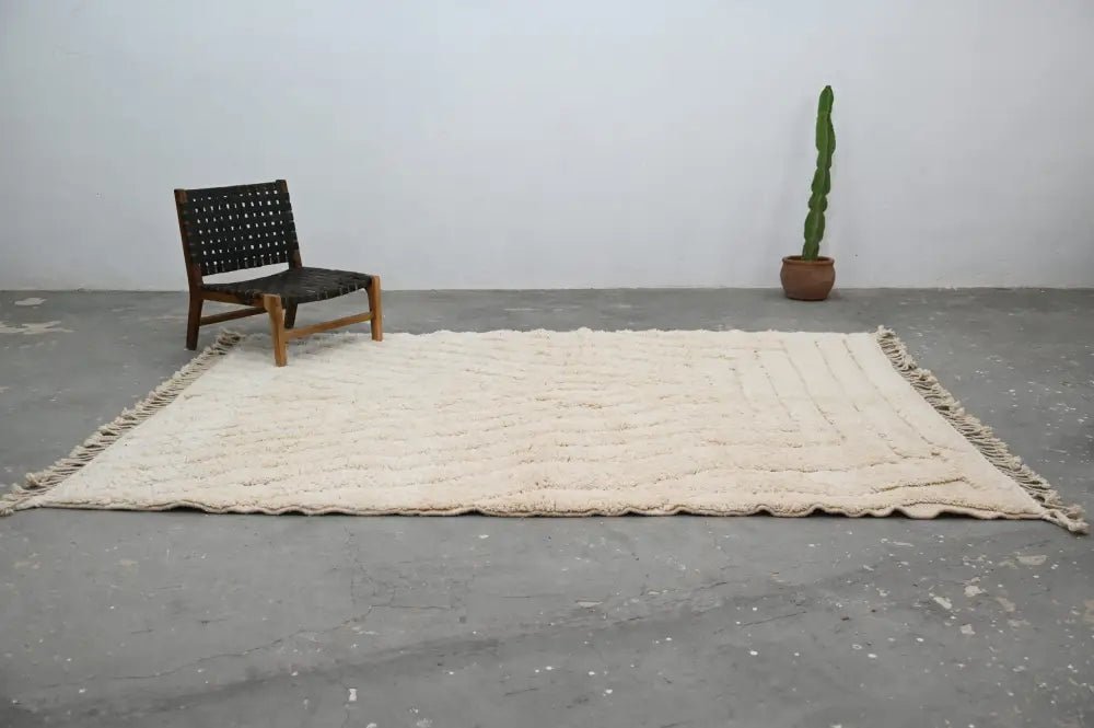 Cream Wavy Wool Rug