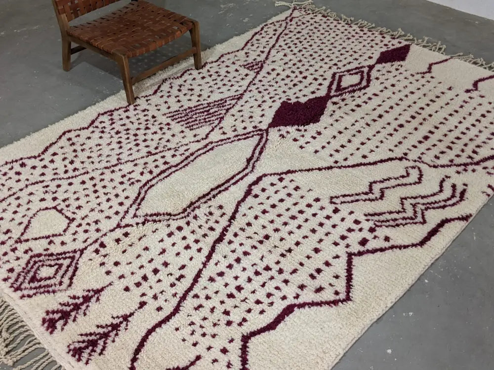 Beige Burgundy Wool Rug
