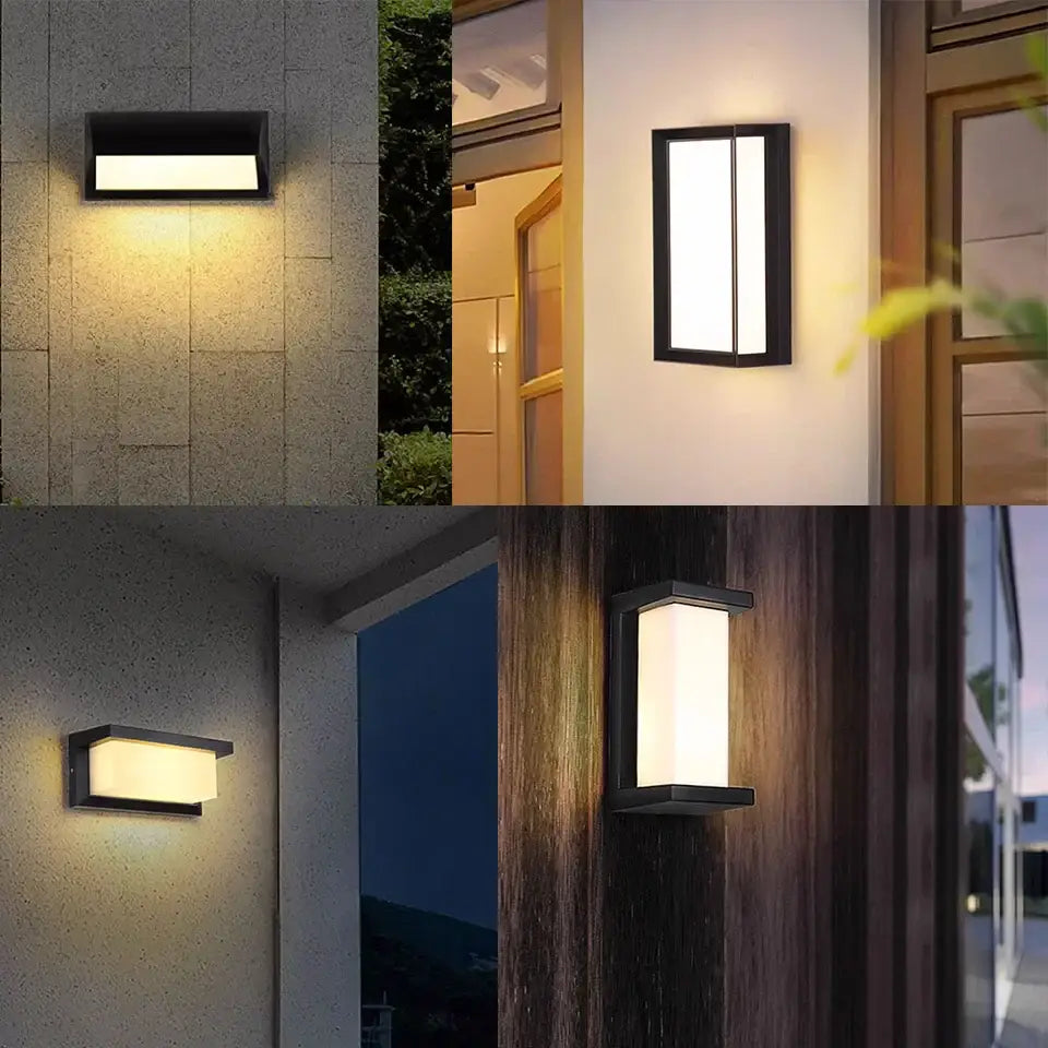 Black Frosted Glass Outdoor Light