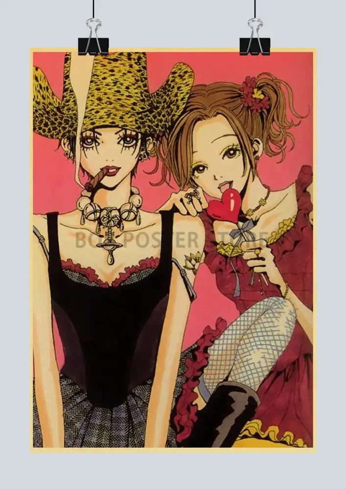 Vintage nana anime poster set kraft paper bedroom wall art