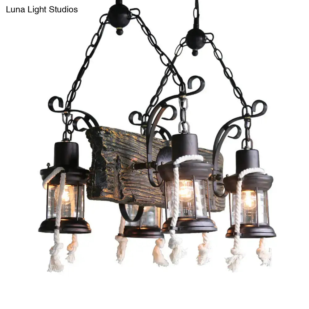 Wood Hemp Rope Chandelier