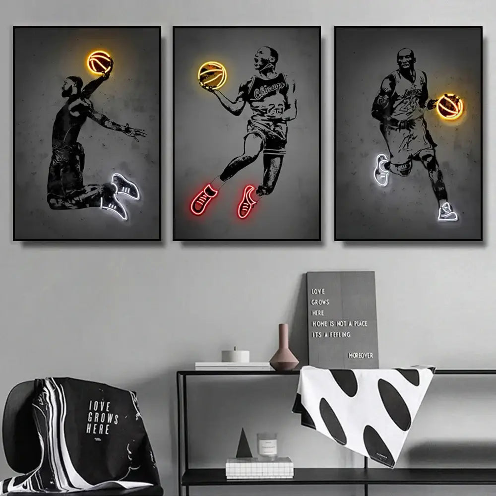 Neon Sports Stars Wall Art Multiple Sizes