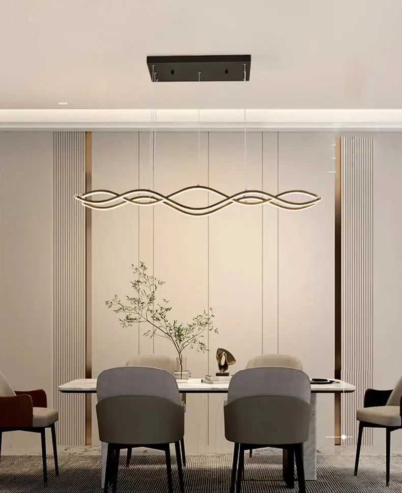 Gold Curved LED Chandelier