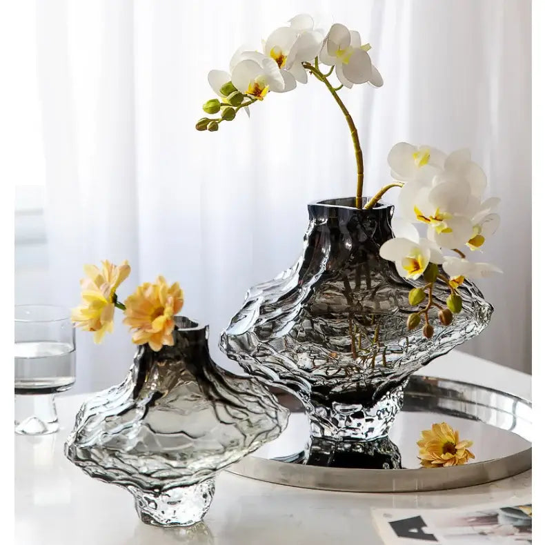 Gray Frosted Glass Vase