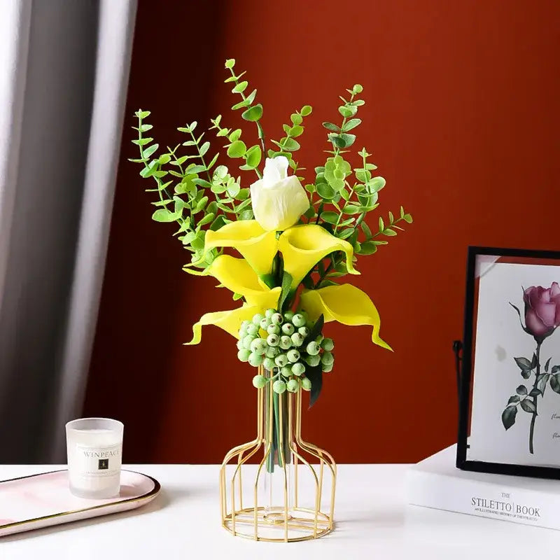 Gold Iron Glass Vase Set