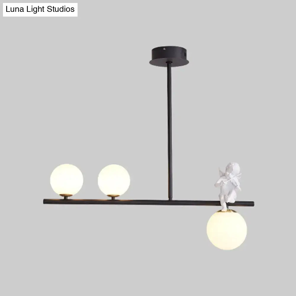 Black Opaline Glass Pendant Light 3 or 4 Lights