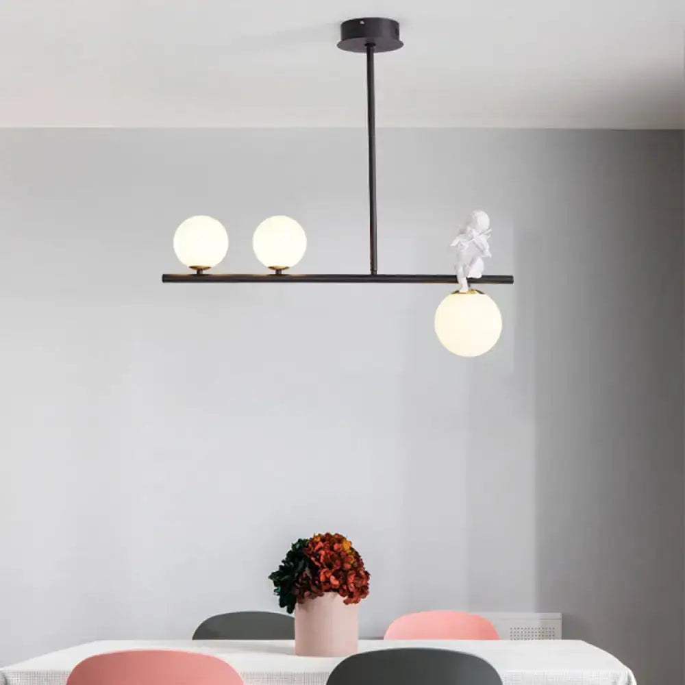 Black Opaline Glass Pendant Light 3 or 4 Lights