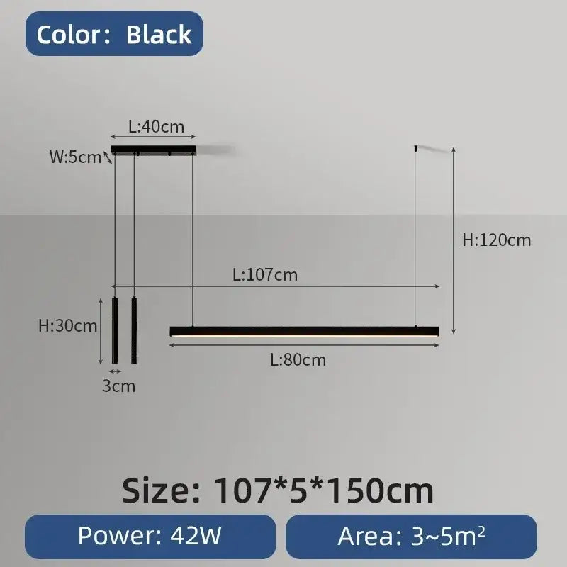 Black Nordic LED Chandelier 107-177cm