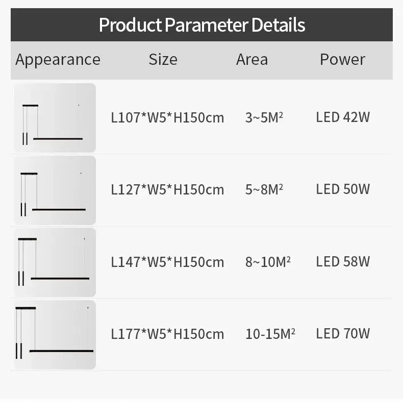 Black Nordic LED Chandelier 107-177cm