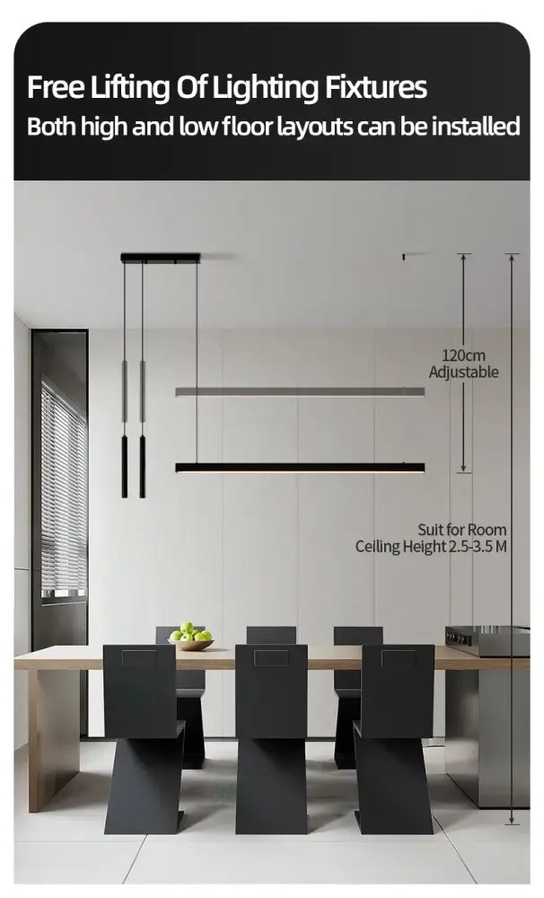 Black Nordic LED Chandelier 107-177cm