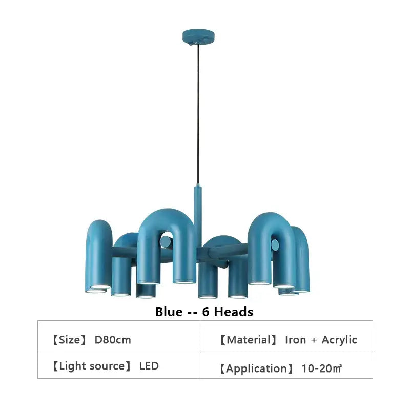 Red Nordic U Chandelier