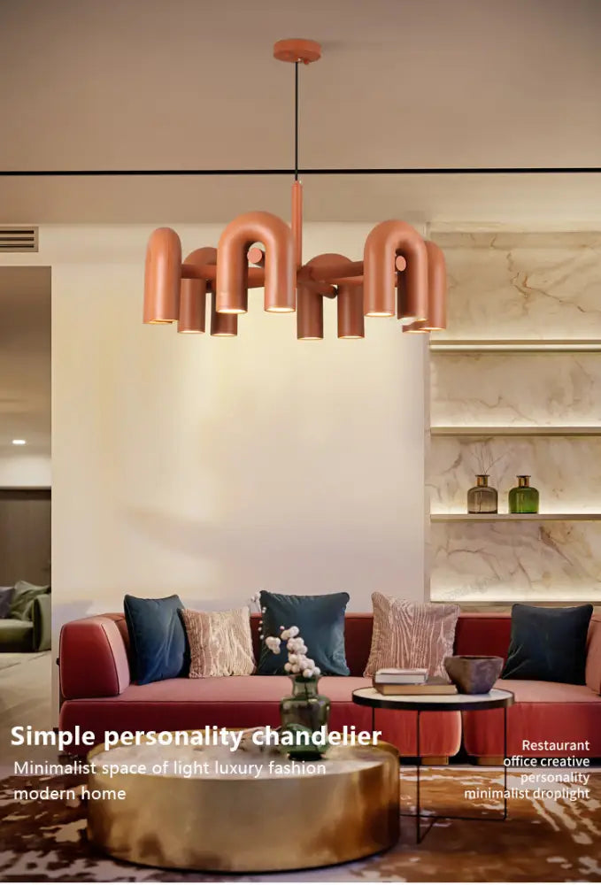 Red Nordic U Chandelier