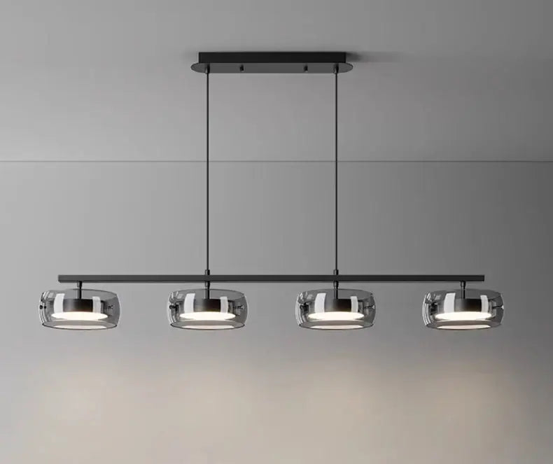 Black Glass Pendant Lamp with Five Glass Shades