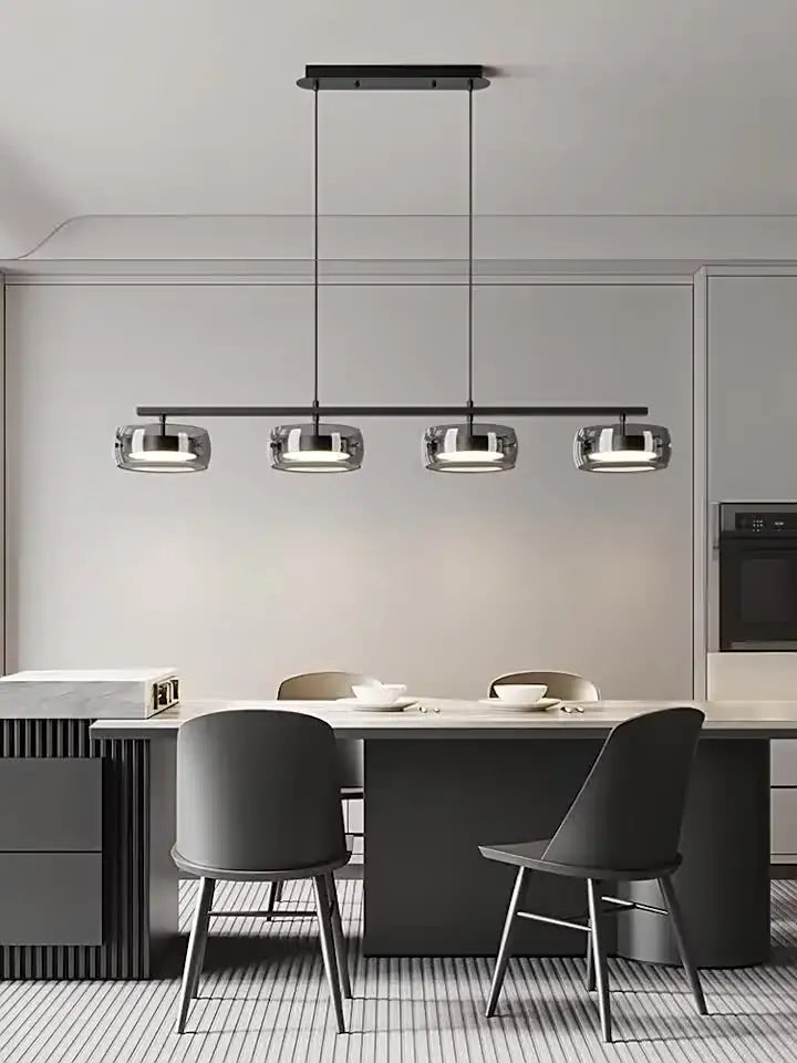 Black Glass Pendant Lamp with Five Glass Shades