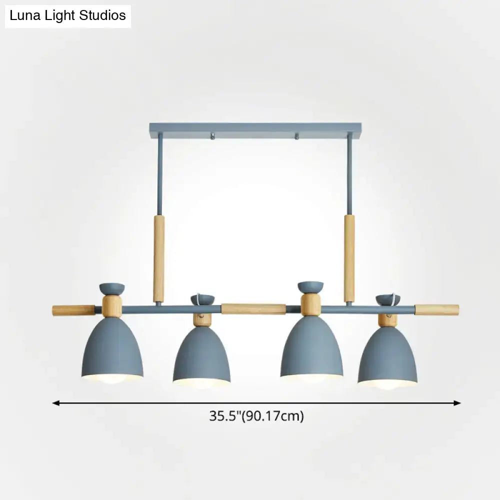 Wood Linear Nordic Four-Light Pendant