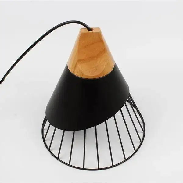 White Conical Wood Pendant