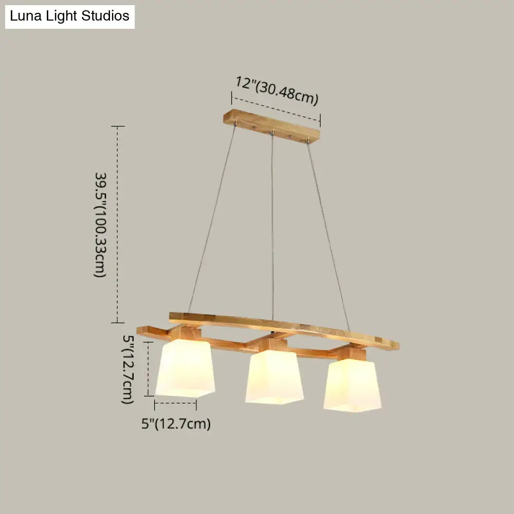 Wood Trapezoidal Glass Shade Pendant Light
