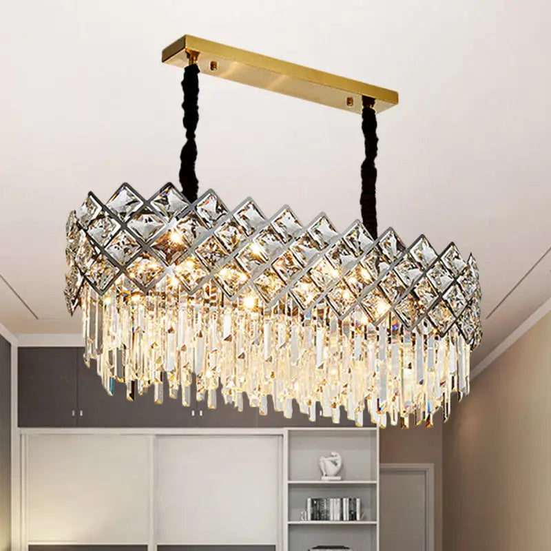 Gold Oval Crystal Chandelier