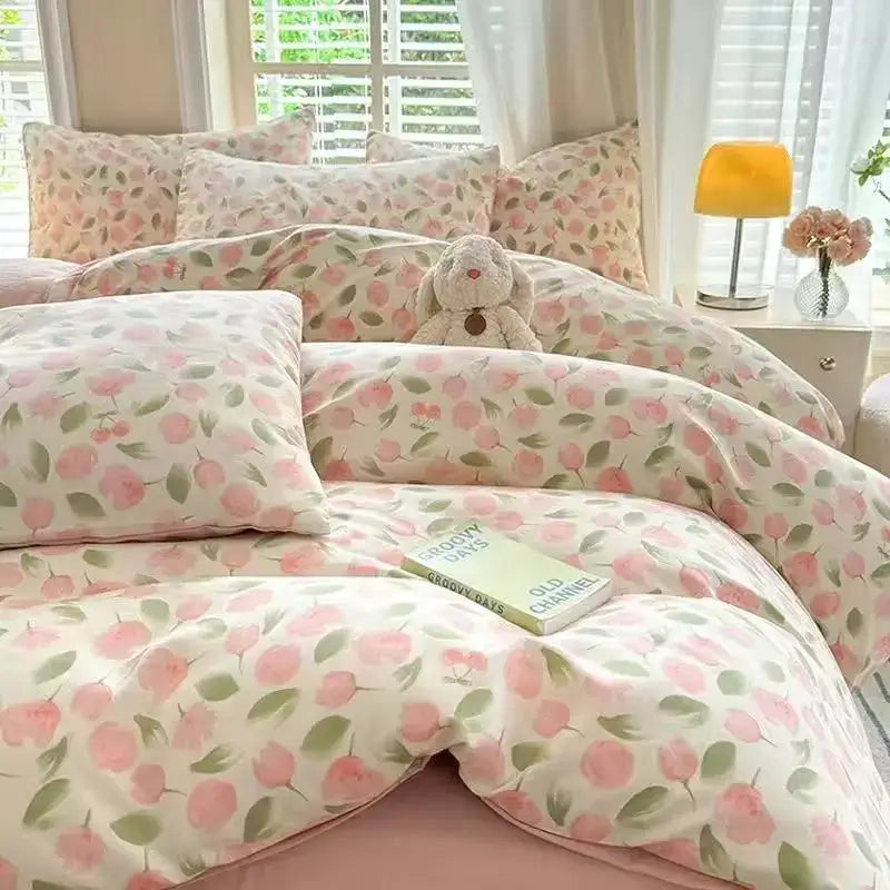 Pink Floral Duvet Set