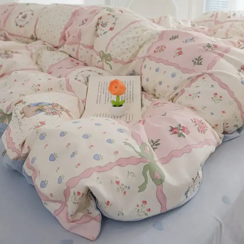 Pink Floral Duvet Set
