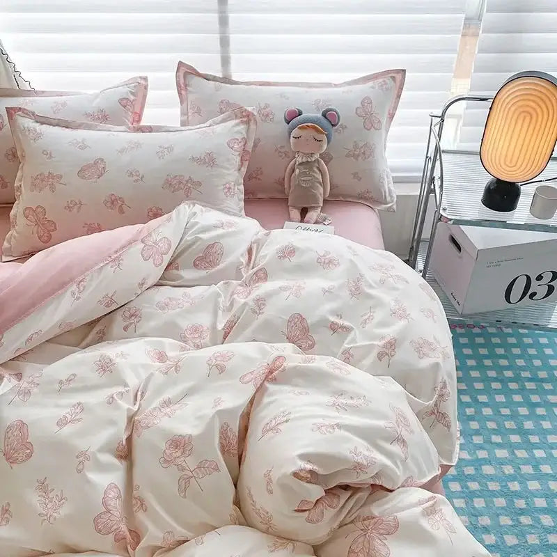 Pink Floral Duvet Set