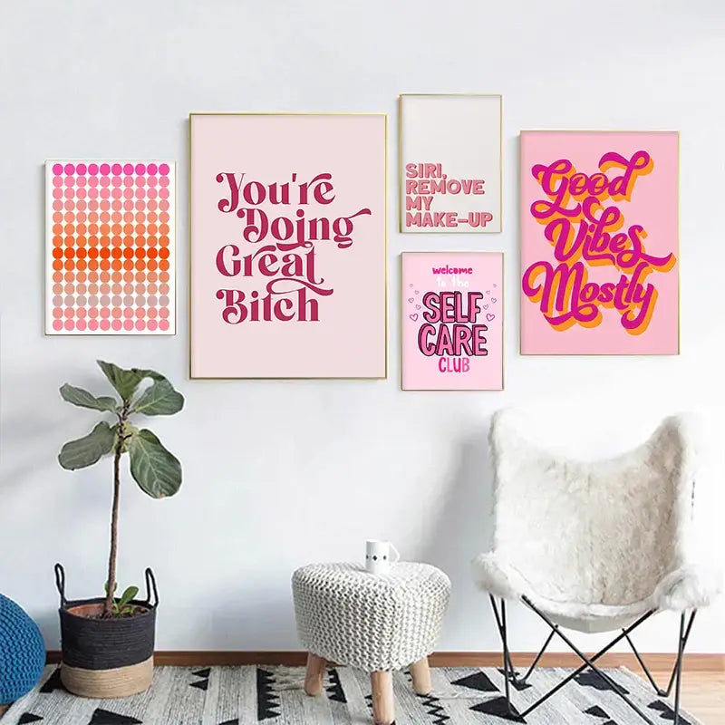 Pink Quote Art Set