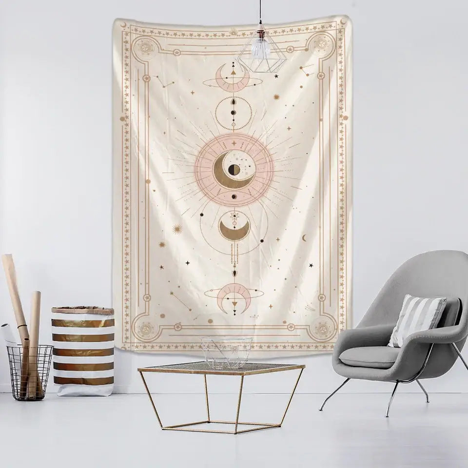Pink Celestial Tarot Tapestry