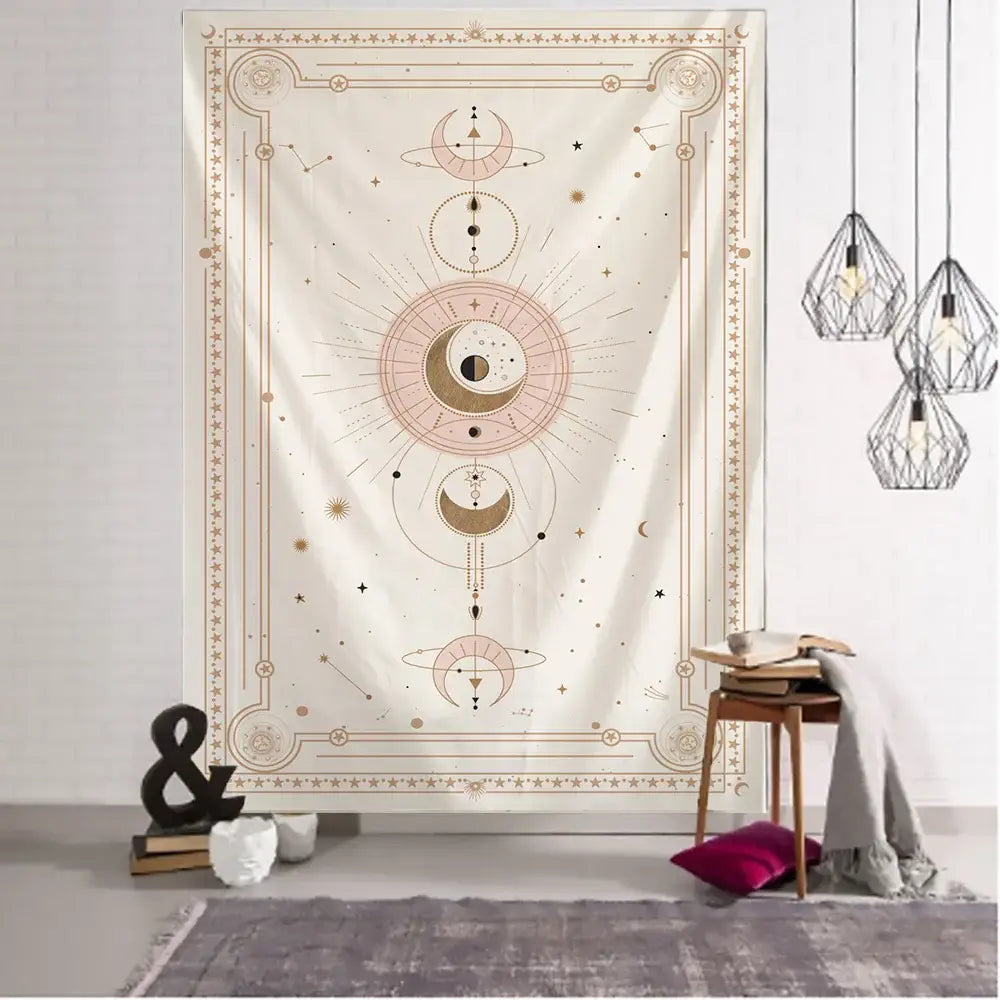 Pink Celestial Tarot Tapestry