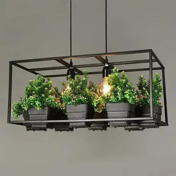 Black Metal Planter Chandelier