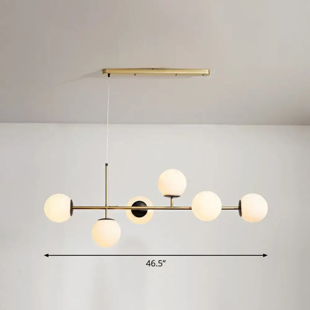 Black Glass Globe Postmodern Six-Light Chandelier