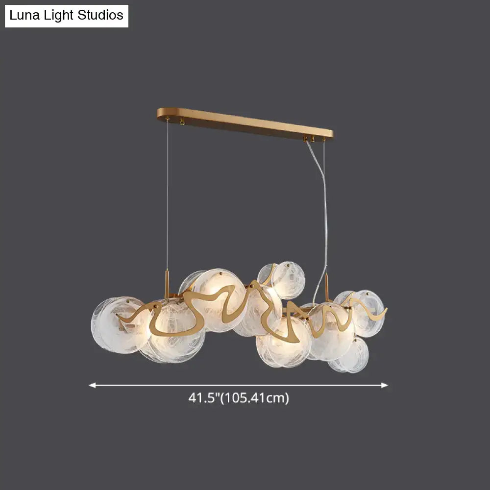 Brass Glass Eight-Light Frosted Pendant