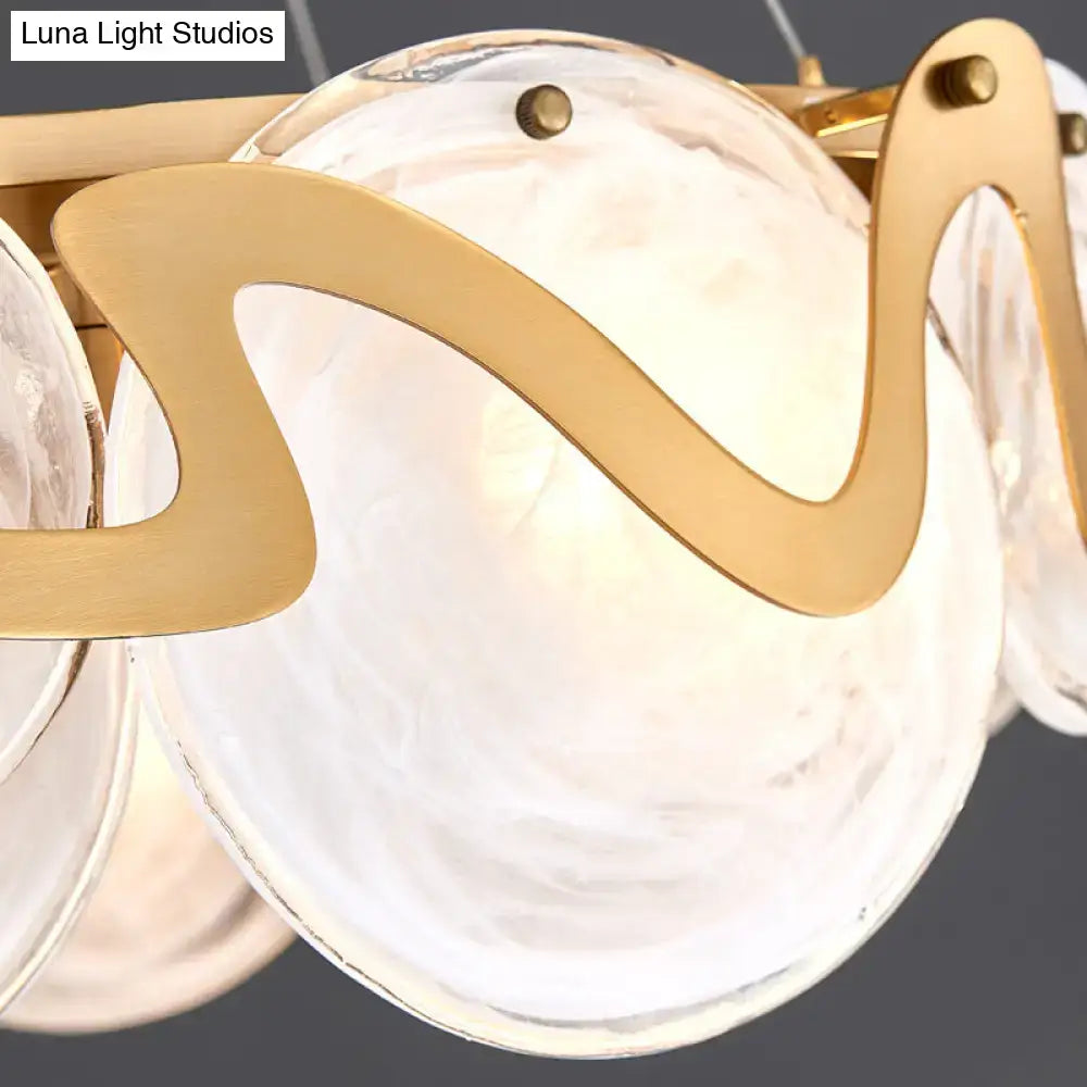 Brass Glass Eight-Light Frosted Pendant