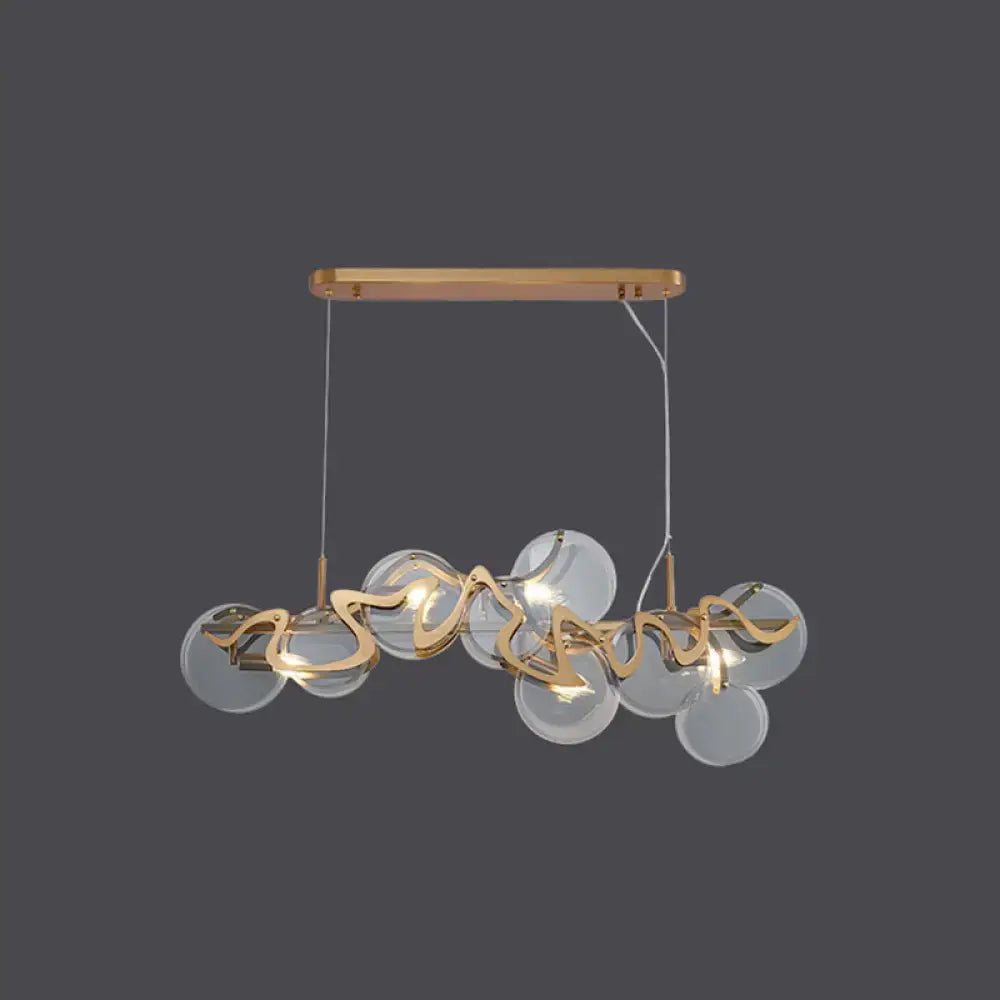 Brass Glass Eight-Light Frosted Pendant