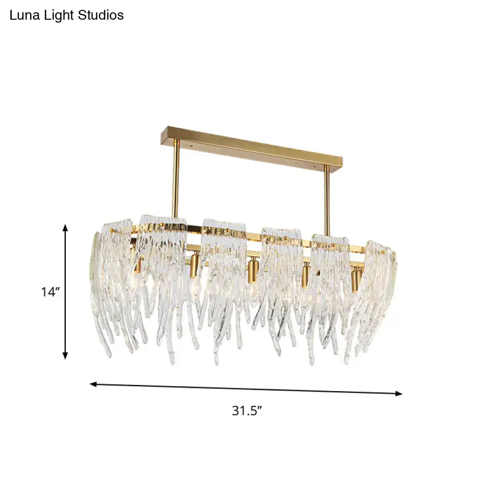 Gold Crystal Island Pendant Five-Light Draped