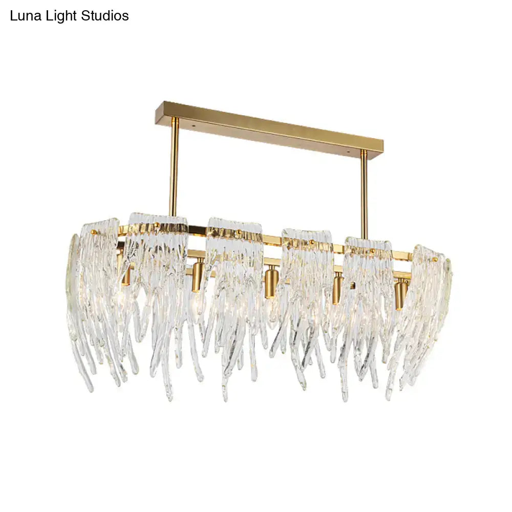 Gold Crystal Island Pendant Five-Light Draped