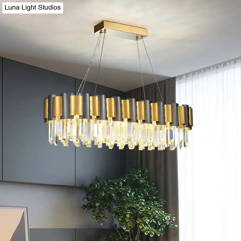 Black Crystal Linear Chandelier