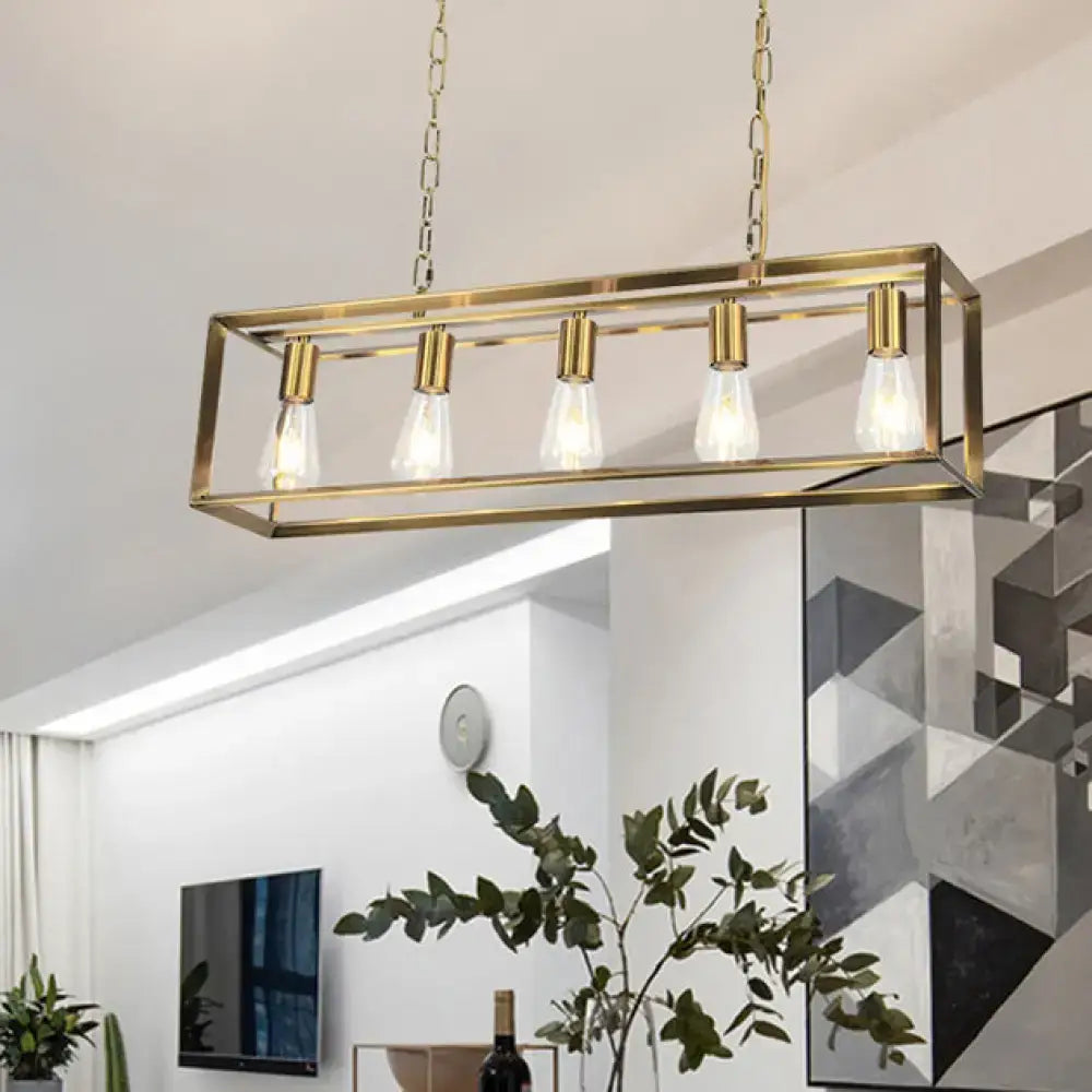 Brass Rectangle Island Light