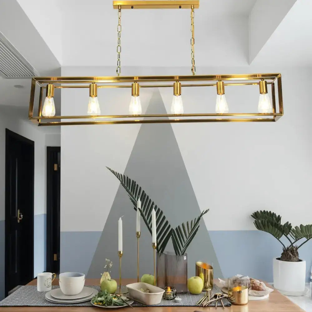 Brass Rectangle Island Light