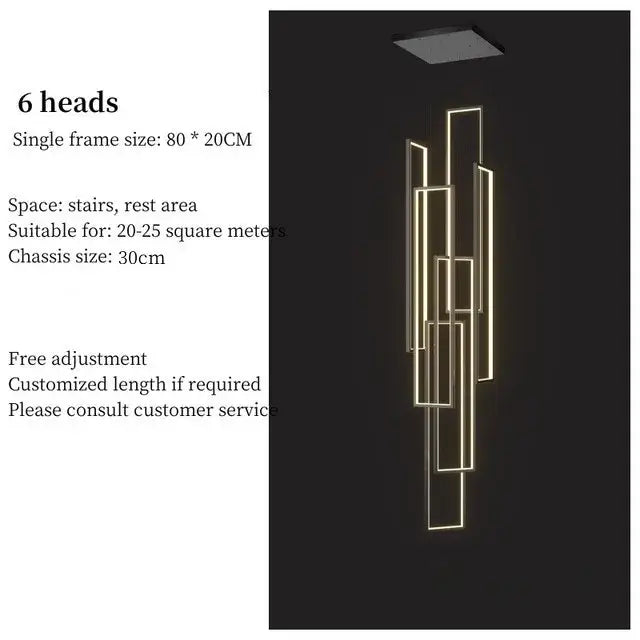 Black Gold Rectangle Chandelier