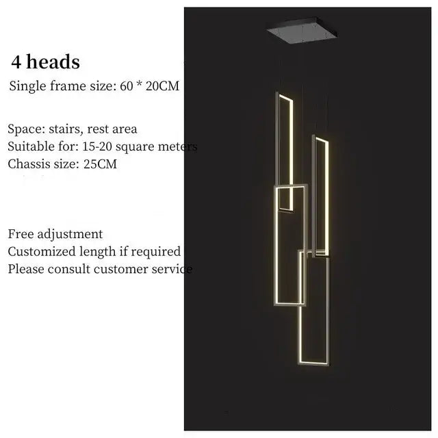 Black Gold Rectangle Chandelier