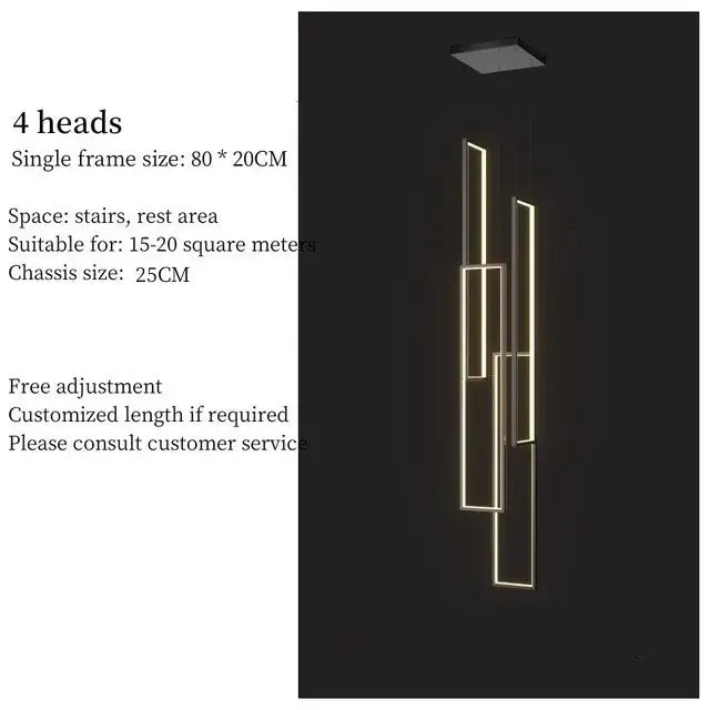 Black Gold Rectangle Chandelier