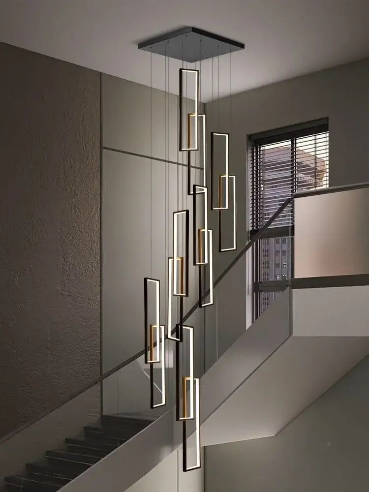 Black Gold Rectangle Chandelier
