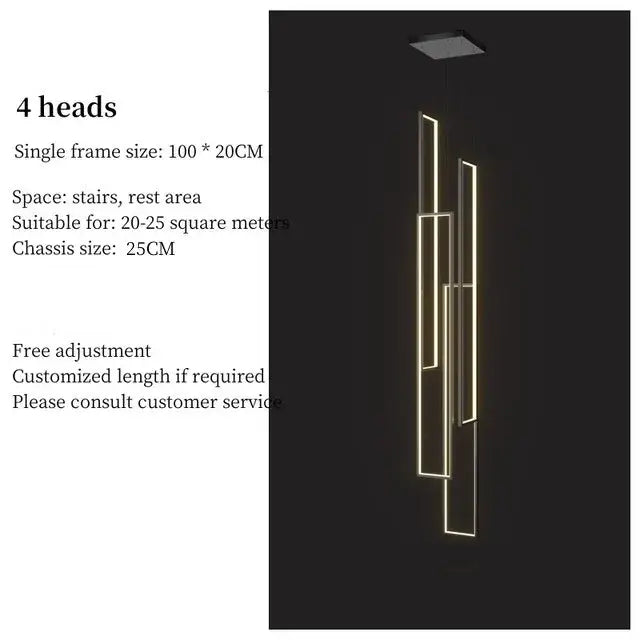 Black Gold Rectangle Chandelier